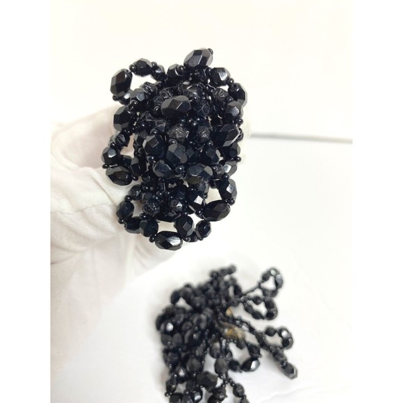 Vintage Jet Black Rhinestone  DANGLE Earrings DRAMATIC - Picture 1 of 6